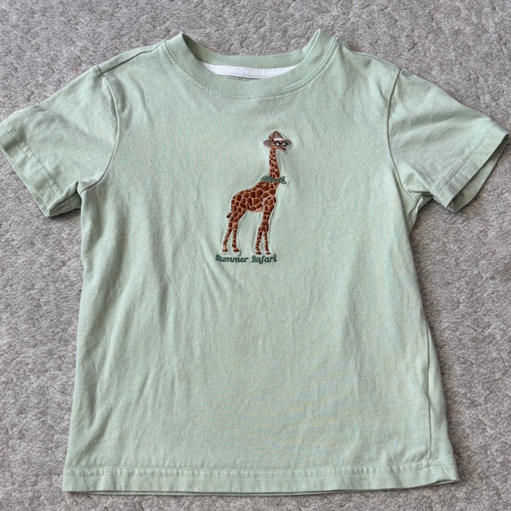 Janie and Jack Safari Green Tee with Giraffe